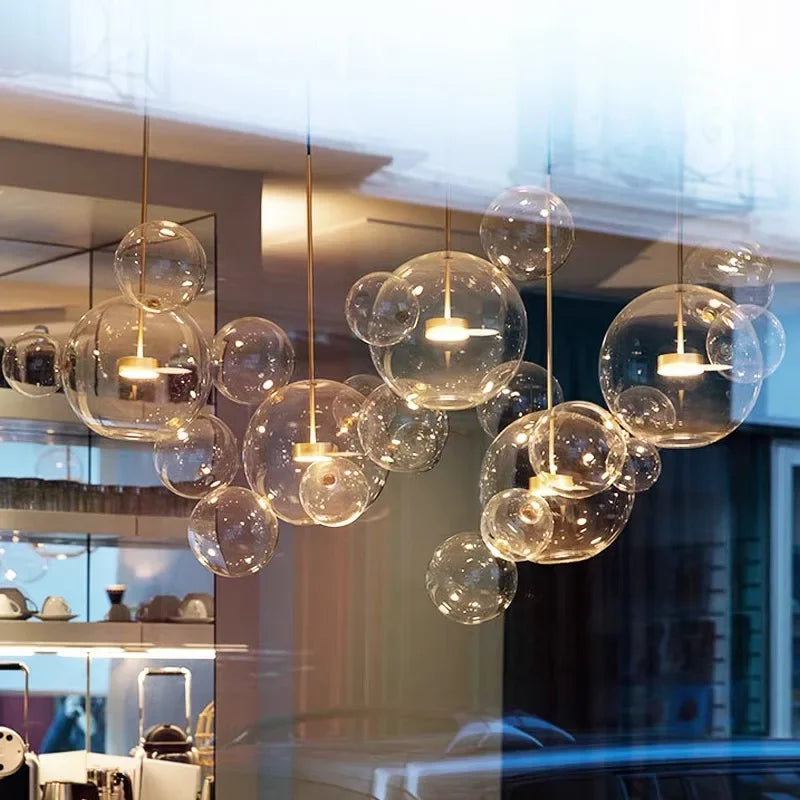 DecorBites™ Art Deco Glass Bubble Chandelier: Customized for Living Room, Dining Room, Bar