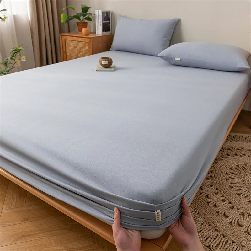 DecorBites™ Coarse Cloth Prue Cotton Queen Fitted Sheet Set with Pillowcases