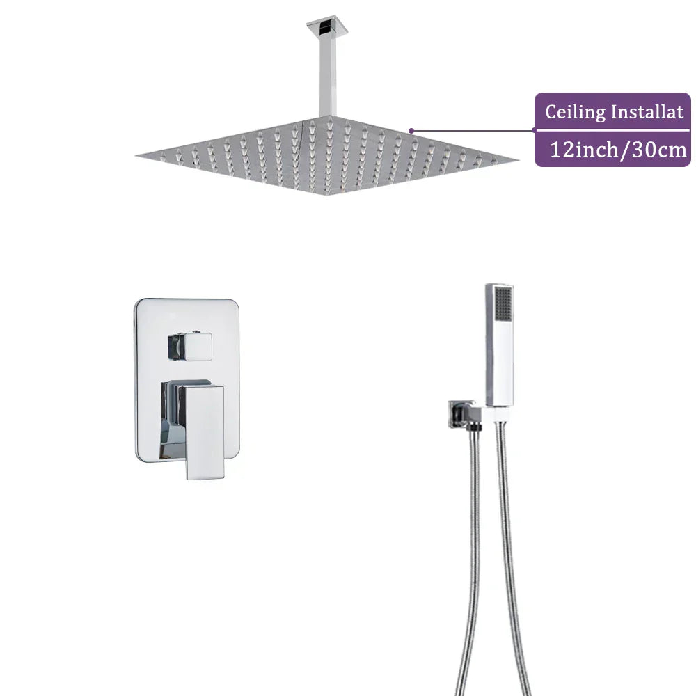 DecorBites™ 16" Big Rain Shower Faucet Set with Handshower & Brass Spout