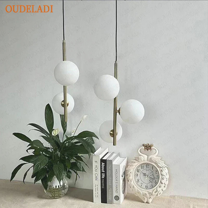 DecorBites™ Glass Ball LED Pendant Light Brass Black Modern Decor Fixture