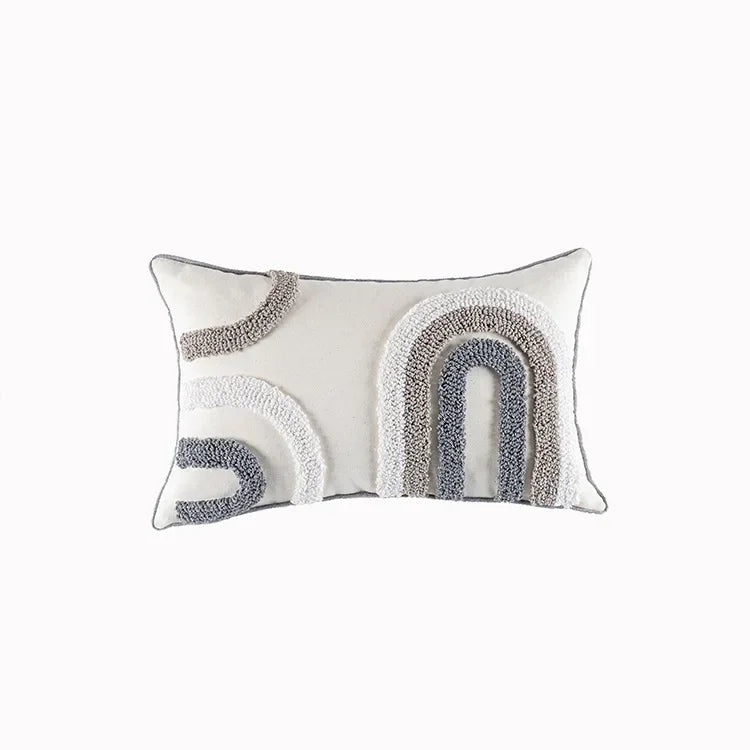 DecorBites™ Geometric Tufted Beige Gray Cushion Cover Nordic Style for Modern Decor