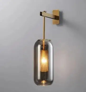 Applique murale en verre doré DecorBites™ : Lampe murale industrielle E14 post-moderne pour la décoration intérieure