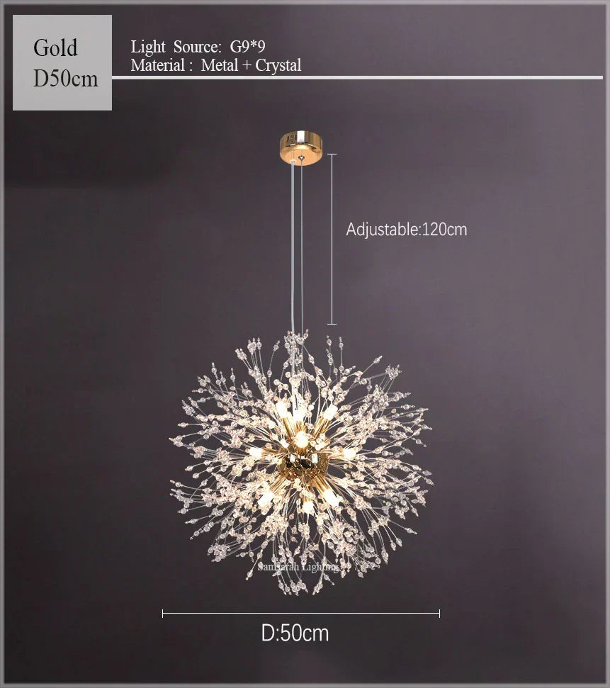 DecorBites™ ثريا الهندباء LED إضاءة كرة كريستال متلألئة للمطاعم وغرف المعيشة