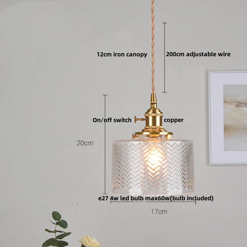 DecorBites™ Amber Glass LED Hanging Lamp - Adjustable Nordic Stair Pendant Light