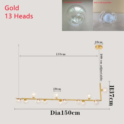 DecorBites™ Double Glass Lampshade Chandelier with LED Suspension – Stylish Ceiling Fixture for Dining Room