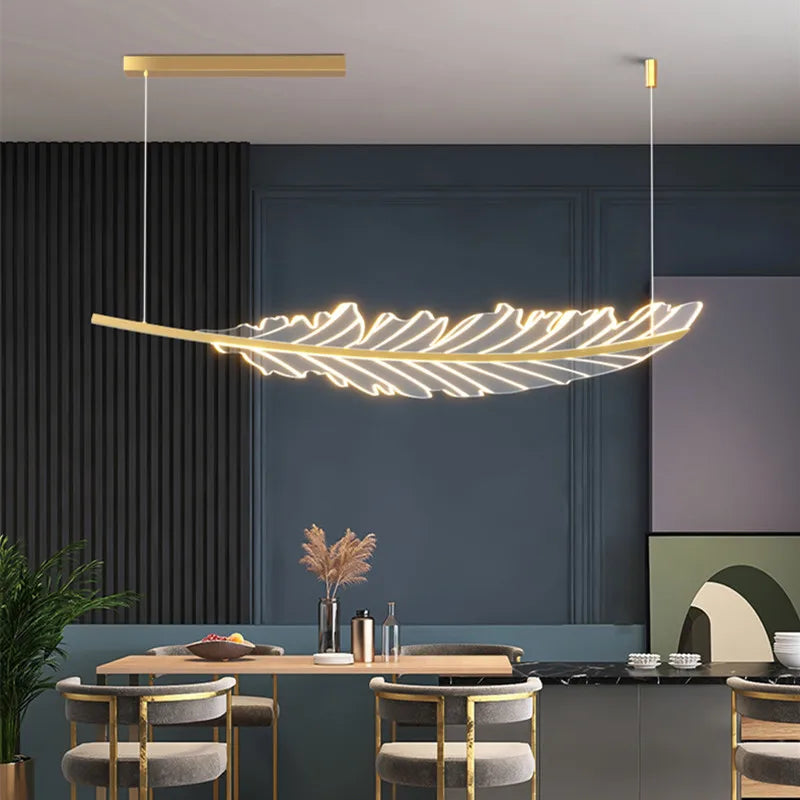 ثريا ذهبية على شكل ورقة شجر من ديكور بايتس™ لغرفة المعيشة وغرفة الطعام والمطبخ والمقهى