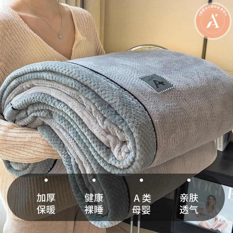 DecorBites™ Cozy Cotton Velvet Plush Blanket: Luxuriously Soft and Warm Light Blanket