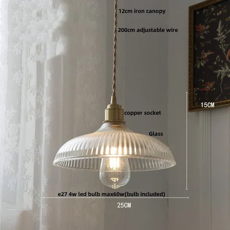 مصباح تعليق LED نحاسي من DecorBites™ بتصميم زجاجي شفاف حديث لغرفة الطعام