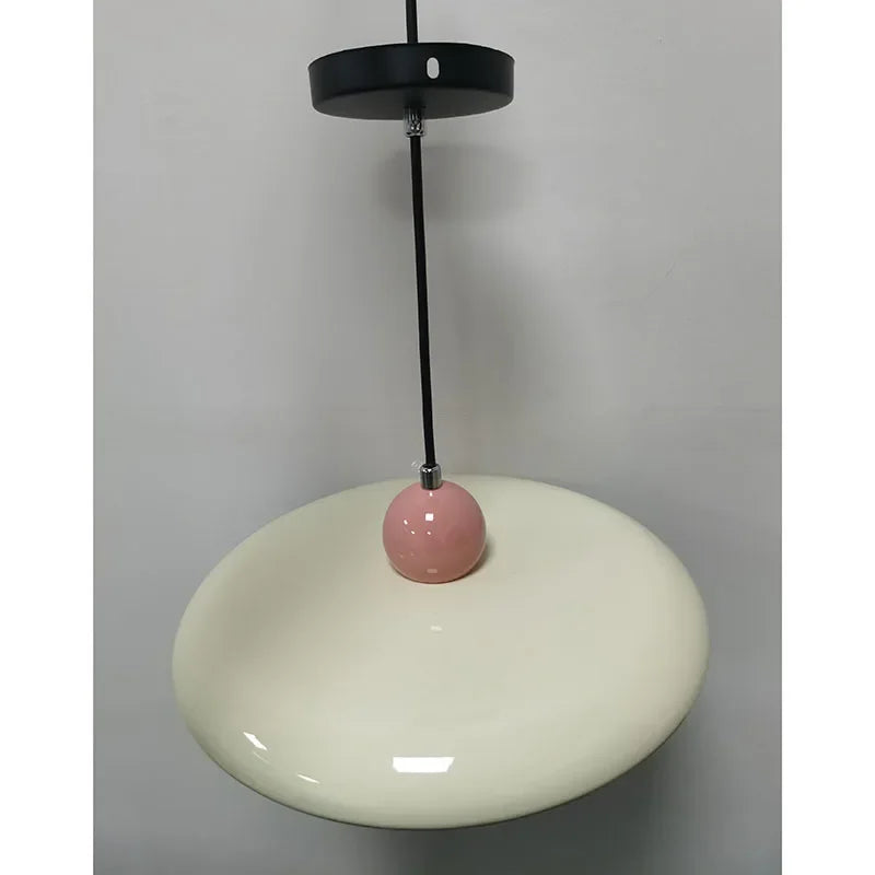 French Cream Flying Saucer Metal Pendant Light