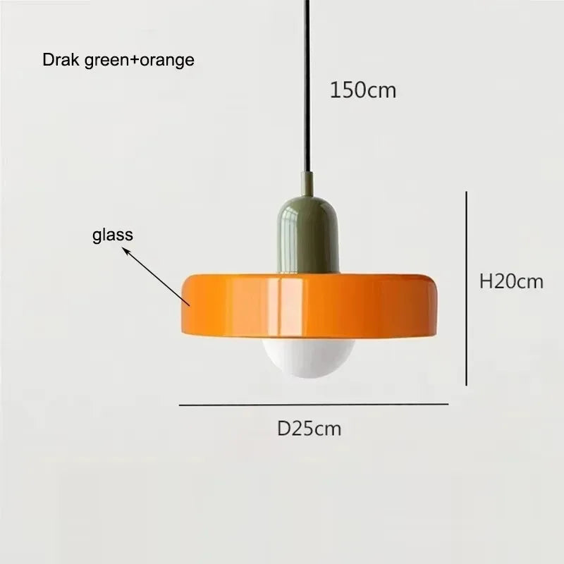 Nordic Vintage Orange Glass Pendant Light