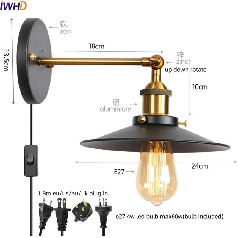 مصباح جداري صناعي LED ذهبي من DecorBites™ لإضاءة السلالم في العليّة وغرفة النوم