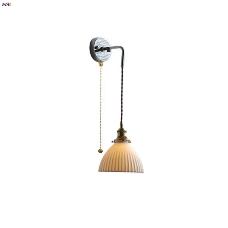 DecorBites™ Ceramic LED Wall Sconce Pull Chain Switch Mirror Light Fixture