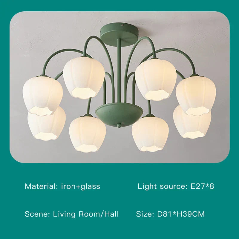 DecorBites™ 2024 Modern Green White Chandelier Ceiling Hanging Lamp for Living Room Dining Bedroom