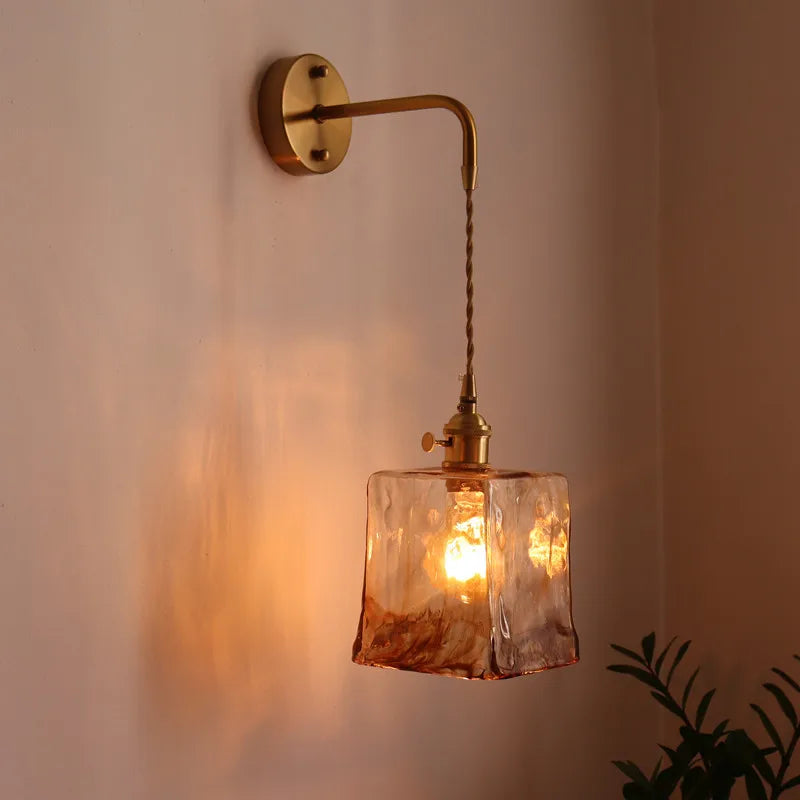 DecorBites™ مصابيح حائط LED يابانية لغرفة المعيشة والقهوة والشرفة والسلالم بتصميم نحاسي زجاجي