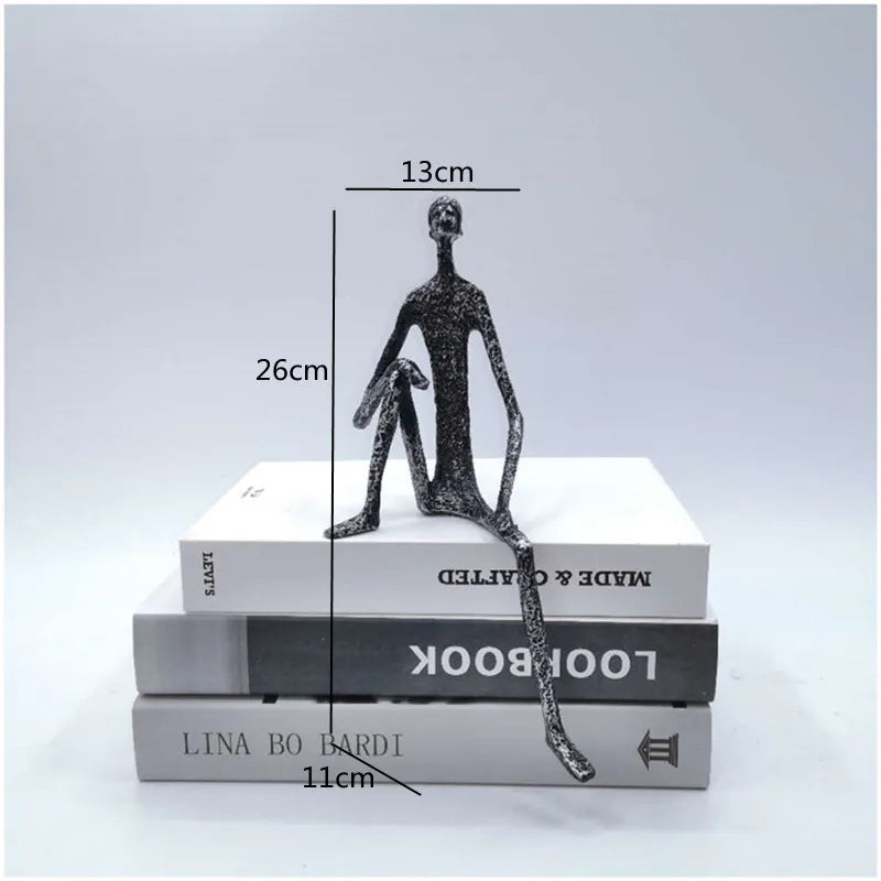 DecorBites™ Abstract Metal Human Sculpture Cast Iron Black Person Desktop Ornament