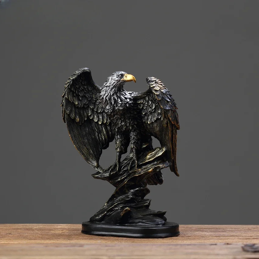 DecorBites™ Statue d'aigle en résine pour la décoration de la maison et du bureau, symbolisant la richesse et le pouvoir