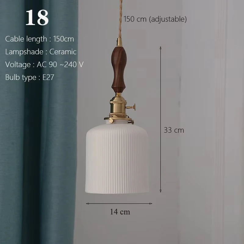 Japanese Ceramic Pendant Light With Copper Finish