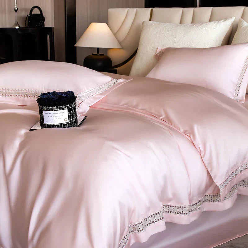 DecorBites™ Eucalyptus Fiber Duvet Cover Set: Soft, Silky, Cool, Hollow Edge, Summer Bedding