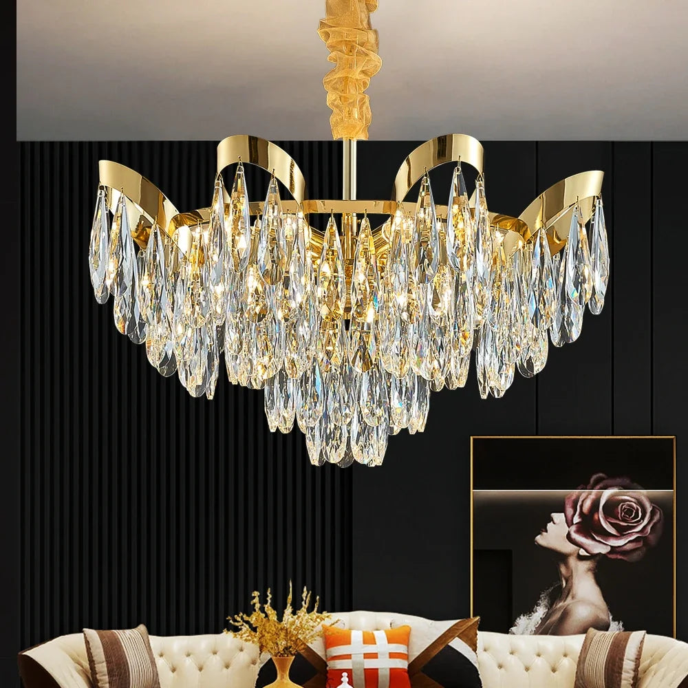 DecorBites™ LED Sunflower Crystal Ceiling Chandelier for Home Decor and Lighting Fixture