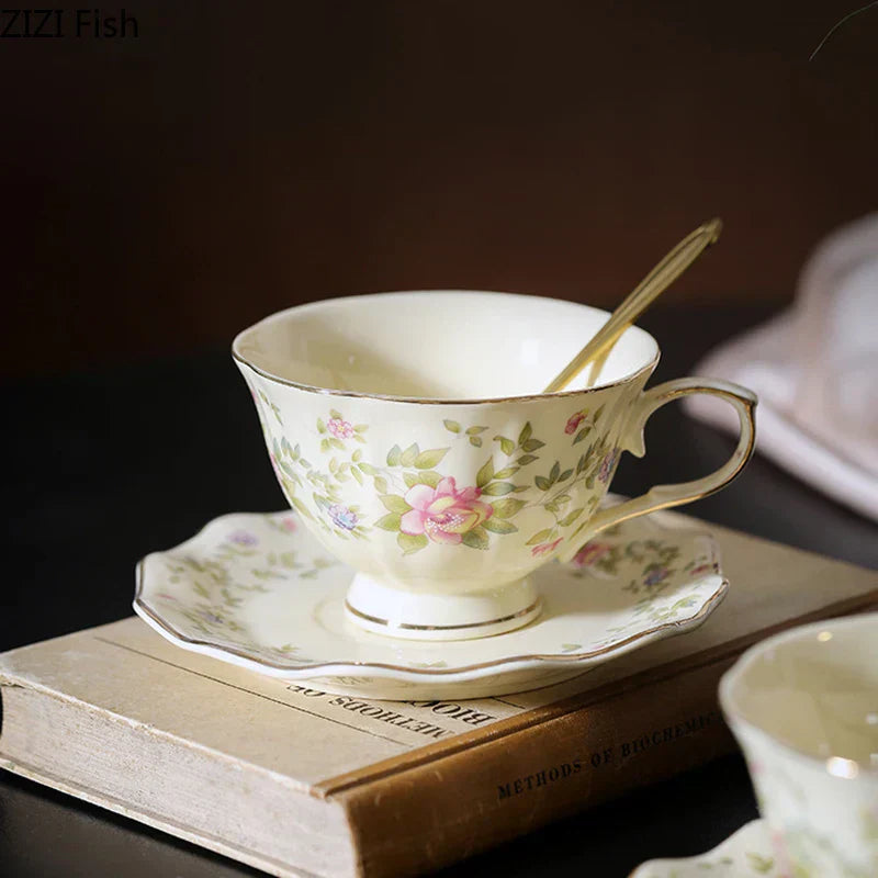 DecorBites™ Gold-plated Classical Ceramic Cup & Saucer Set for Dining Table Coffee Afternoon Tea