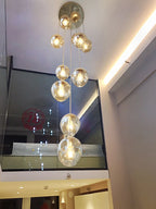 Modern Spiral Staircase Crystal Globe Pendant Chandelier