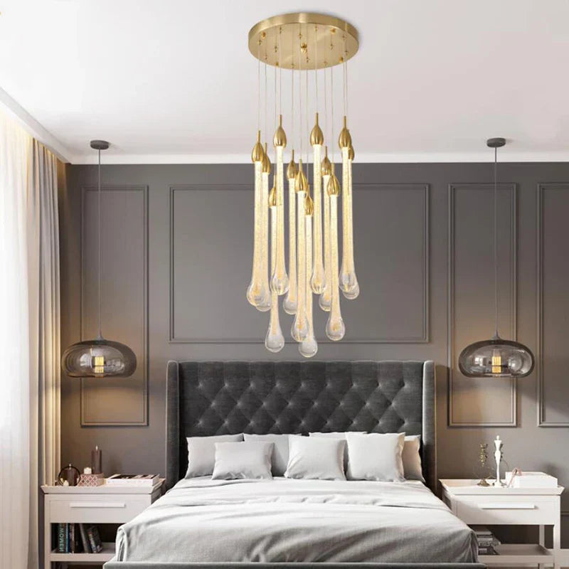 DecorBites™ 3W Round Stairs LED Chandelier: K9 Crystal, Metal Fixture, DIY Lamp for Villa