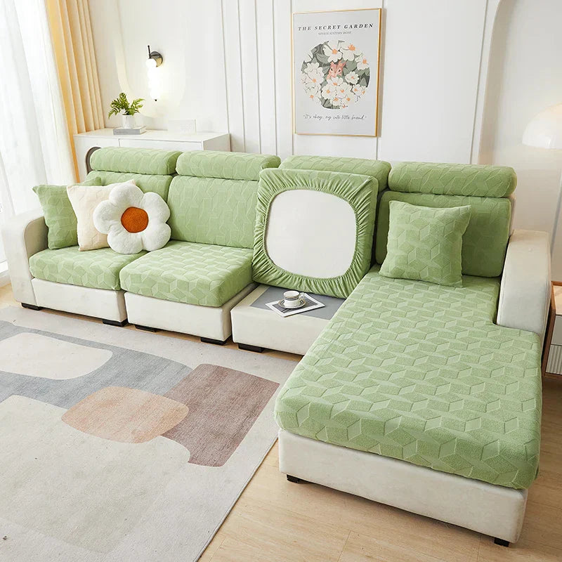DecorBites™ Jacquard Sofa Seat Cover: Stretchable, Washable & Removable Protector