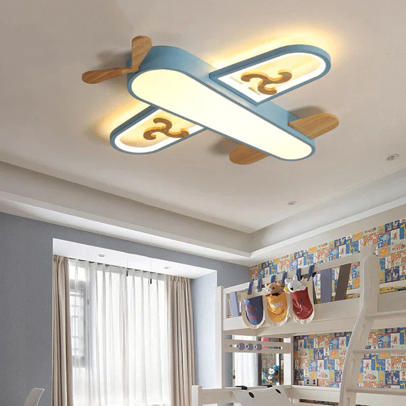 DecorBites™ Enfants Avion Suspension Bois Métal Appliques Maternelle LED