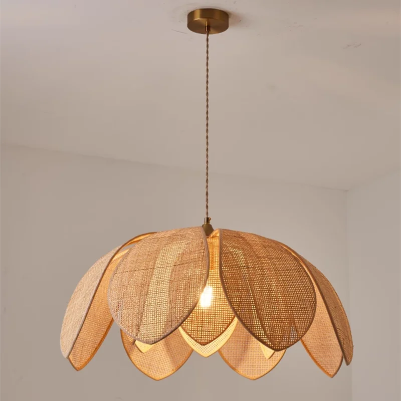 DecorBites™ Handmade Rattan Petal Pendant Light with Chinese Style Design for Living & Dining Rooms