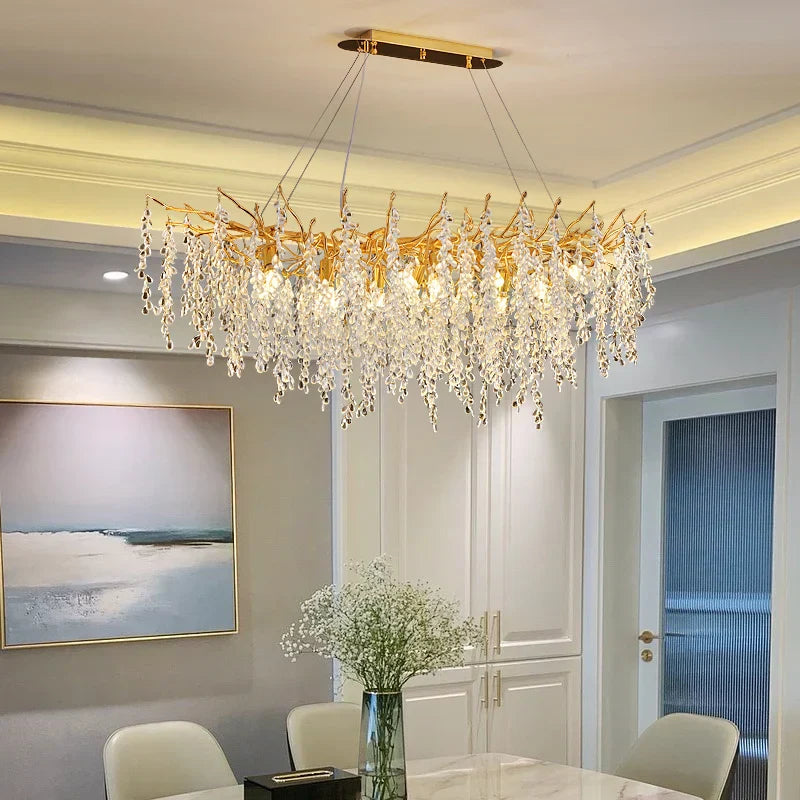 ثريا كريستالية ذهبية عنقود العنب من DecorBites™ لغرفة الطعام والمعيشة وغرفة النوم