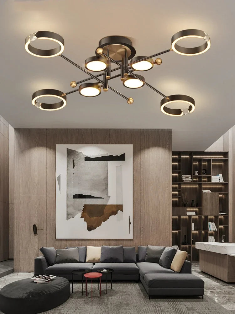 DecorBites™ Gold Plated Luxury Chandelier with Remote Control Crystals for Elegant Living & Bedroom Decor