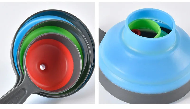 Ensemble d'entonnoirs de cuisine DecorBites™ : Grande/petite ouverture, pliant, trois pièces pour confiture, vidange d'huile et plus