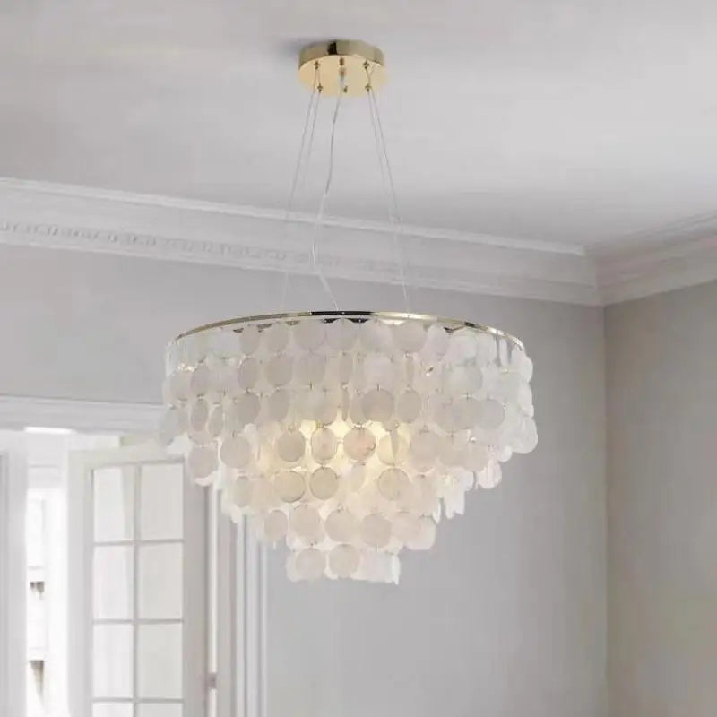 DecorBites™ Gold Shell Chandelier Lanterns for Living Room, Restaurant, and Bedroom