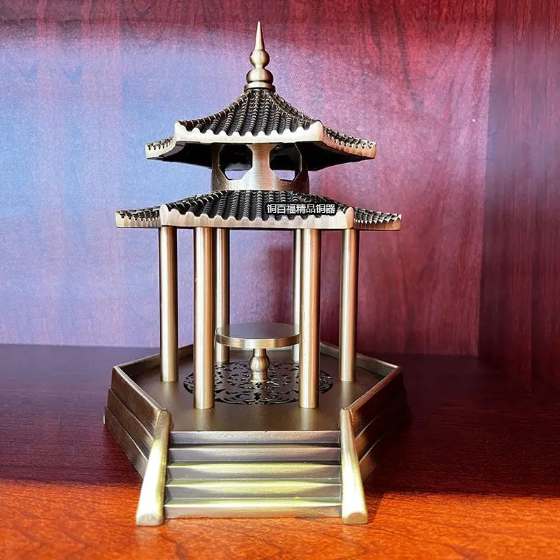 "DecorBites™ Zen Brass Incense Burners & Decorative Ancient Pavilion Collection"