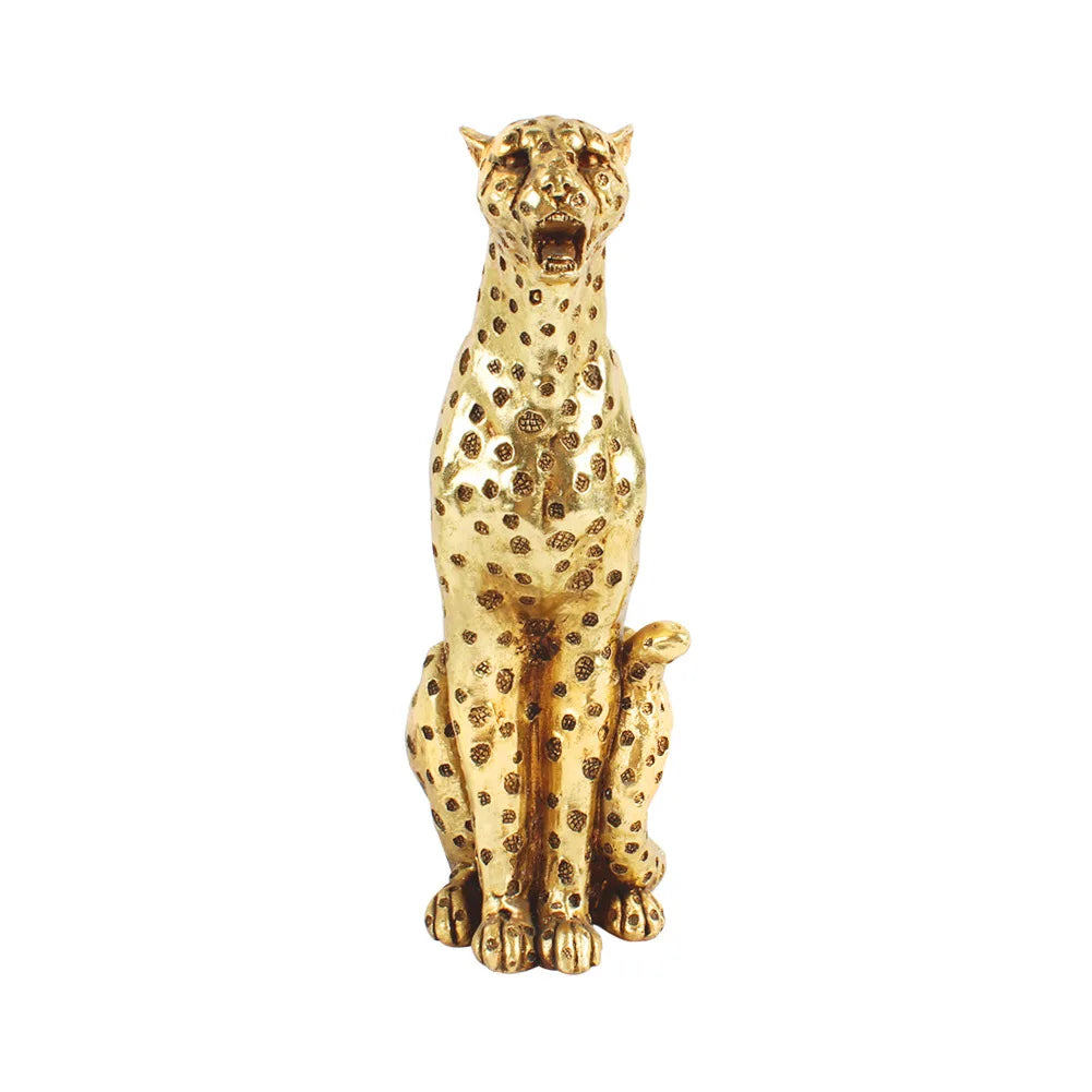 DecorBites™ Golden Leopard Cheetah Resin Animal Sculpture Figurine