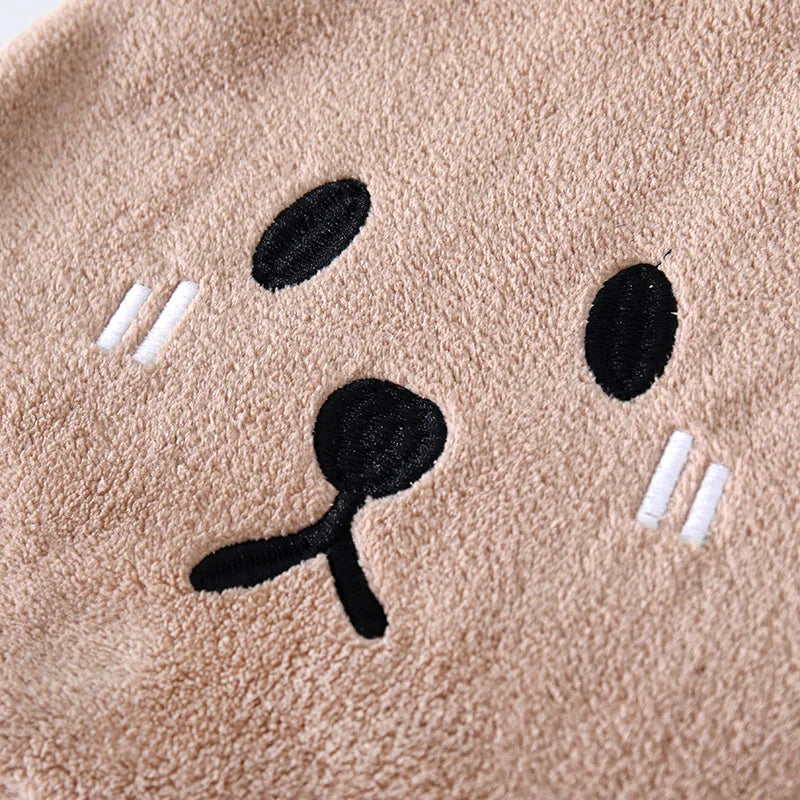 DecorBites™ Serviette Ours en Velours Corail pour Enfants : Chiffon de Nettoyage Absorbant Doux