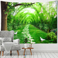DecorBites™ Bamboo Forest Pigeon Path Tapestry: Hippie Psychedelic Wall Hanging for Natural Home Decor
