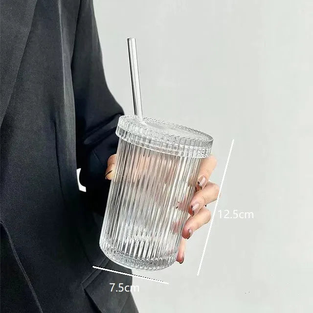 كوب شفاط زجاجي DecorBites™ - هدية زفاف أنيقة على الطراز الياباني للحليب والقهوة والشاي