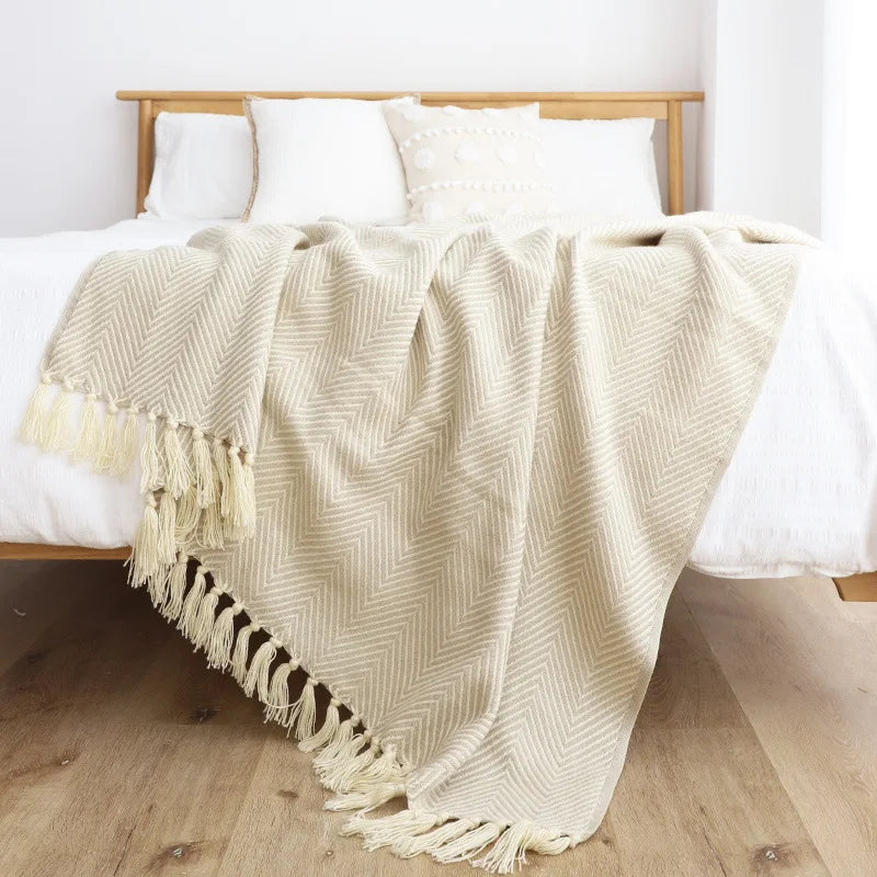 DecorBites™ Geometric Knitted Blanket - Soft and Cozy Classic Decor for Home and Hotel Use