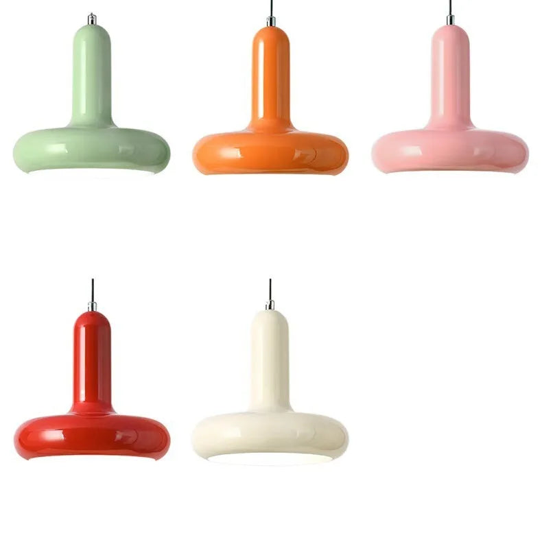 Nordic Cream Mushroom Pendant Light in Painted Aluminum