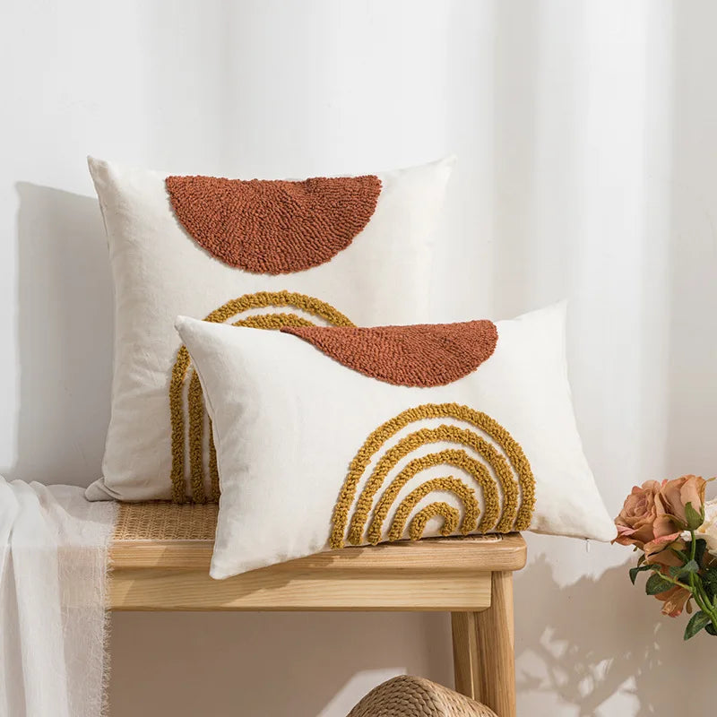 أغطية وسائد مطرزة دائرية الشكل نصف دائرية من DecorBites™ لغرفة المعيشة
