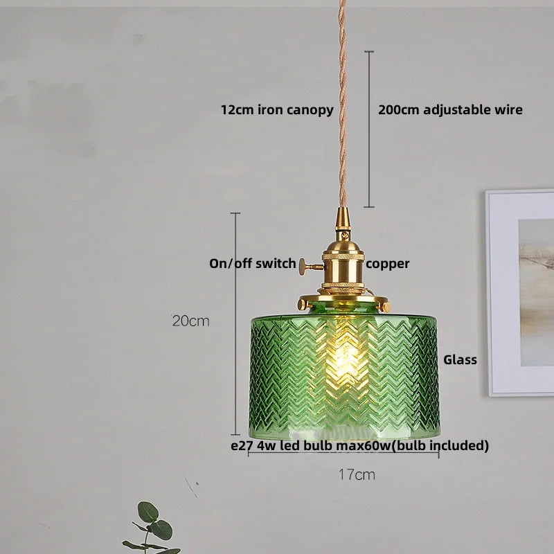 مصباح DecorBites™ المعلق من الزجاج الأخضر LED: مصباح معلق بتصميم نورديك عصري لغرفة الطعام والنوم