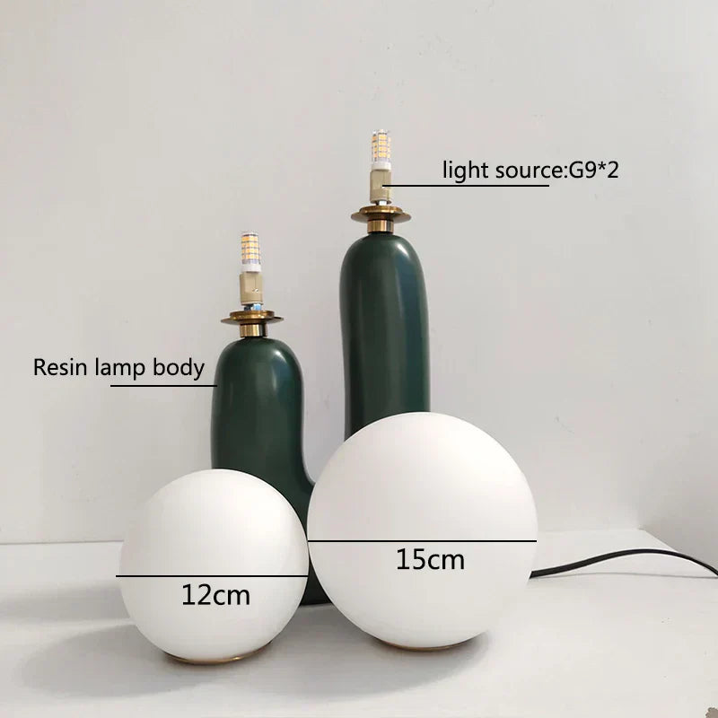 DecorBites™ Glass Ball Table Lamp: Green Pink Resin Nordic Cute Bedroom Living Room Decor