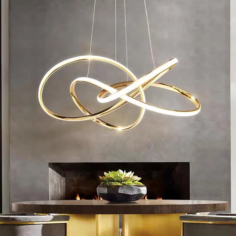 DecorBites™ Geometric Line LED Chandelier for Modern Home Deco, Living Room, Dining, Bar & Shop