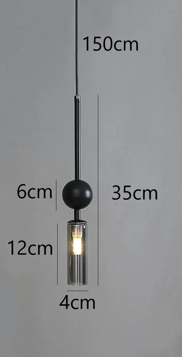 Nordic Gold and Black Glass Pendant Light