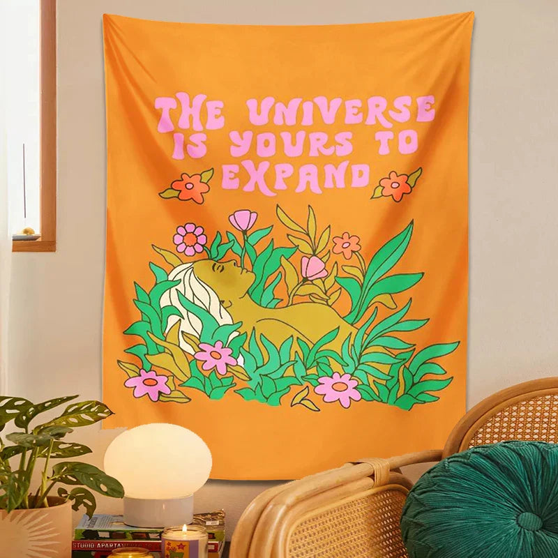 DecorBites™ Abstract Landscape Flower Tapestry Wall Hanging for Home and Dorm Room Decor