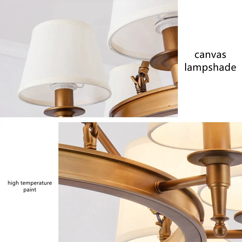 DecorBites™ Country Fabric Chandelier: Wrought Iron Bedroom Kitchen Living Room Ceiling Light