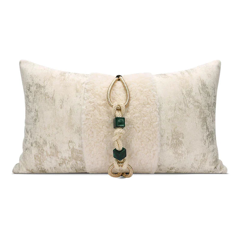 DecorBites™ Embossed Floral Cushion Cover European Style Champagne Throw Pillow Case