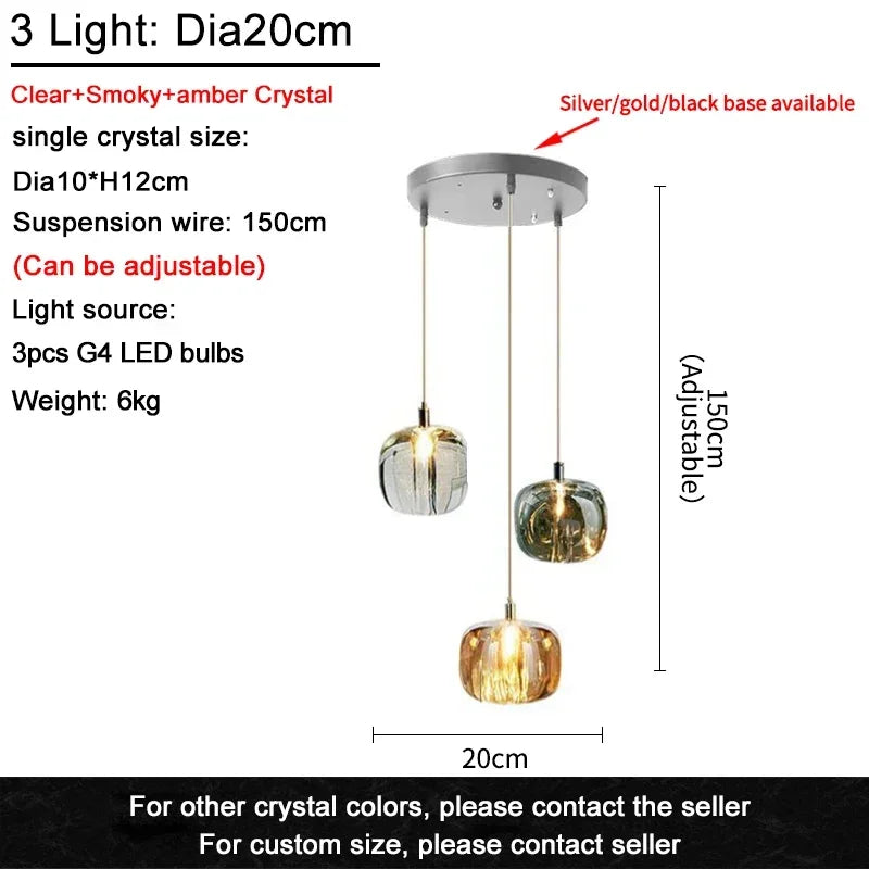 DecorBites™ Crystal LED Chandelier for Living Room Staircase Kitchen Island Light