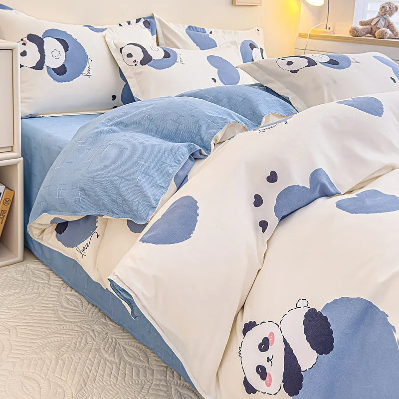 DecorBites™ Cotton Printed Bedding Set: Thick & Cozy Single Bedclothes for Adults & Kids